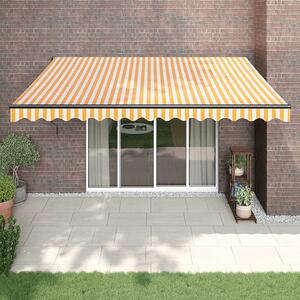 Tenda Sole Retrattile Gialla e Bianca 4x3 m Tessuto e Alluminio
