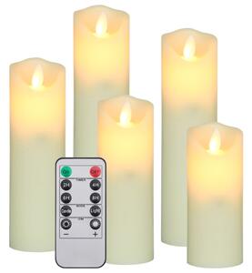 Set Candele Elettriche a LED 5 pz con Telecomando Bianco Caldo