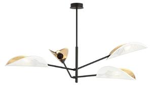 Lampadario 4 Luci Eridano In Acciao Nero E Bianco Oro Con Bracci Mobili
