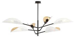 Lampadario 6 Luci Eridano In Acciao Nero E Bianco Oro Con Bracci Mobili