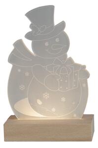 Luce decorativa natalizia da tavolo a Led a forma di pupazzo di neve con base in legno Bianco caldo Viscio