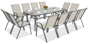 Mobile da giardino Modena in metallo per 12 persone con tavolo grande Garden Point grigio chiaro