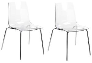 Set di 2 sedie trasparenti materiale sintetico gambe in metallo schienale moderno sala da pranzo Beliani
