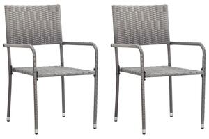 Sedie da Pranzo per Giardino 2 pz in Polyrattan Grigio