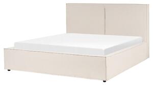 Letto king size 160 x 200 cm Beige Rivestimento in tessuto Ottomana di contenitore Telaio a doghe Camera da letto moderna contemporanea Beliani