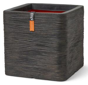 Capi Vaso Nature Rib Quadrato 30x30x30 cm Marrone Scuro