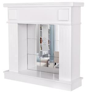 Camino Decorativo da Pavimento 99,7x103,4x27 cm con Specchio Marina Plus Bianco