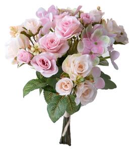 Set 4 Bouquet Artificiali Rose Ortenzie 36 cm