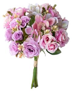 Set 4 Bouquet Artificiali Rose Ortenzie 36 cm