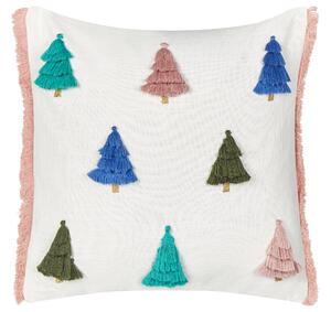Set di 2 cuscini decorativi in cotone multicolore 45 x 45 cm Motivo natalizio Stampa albero di Natale Accessori Decorazione festiva Beliani