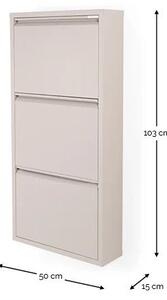 Scarpiera grigio tortora in metallo con ante ribaltabili 50x103x15 cm Billy – Spinder Design