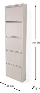 Scarpiera grigio tortora in metallo con ante ribaltabili 50x169x15 cm Billy – Spinder Design