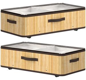 HOMCOM Set 2 Contenitori Sottoletto 60 L con Ruote e Coperchio, 78,5x43x23 cm, Naturale | Aosom Italy