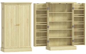HOMCOM Dispensa 104 cm, 12 rastrelliere spezie, ripiani regolabili, legno naturale. | Aosom Italy