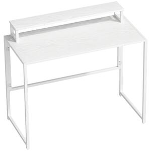 HOMCOM Scrivania Pieghevole Salvaspazio con Stand per Monitor Rimovibile, 100x48x87.5 cm, Bianco | Aosom Italy