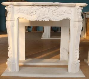 Casa Padrino Contorno camino barocco in marmo bianco 153 x H. 113 cm