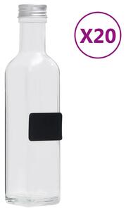 Bottiglie in Vetro con Tappo a Vite 20 pz Quadrate 250 ml