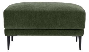 Pouf poggiapiedi in tessuto effetto velluto verde kaki e metallo nero JERRY
