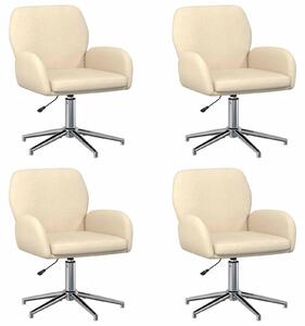 VidaXL Sedie girevoli, confezione da 4, 54 x 58 x 90 cm, colore crema, rivestimento in tessuto