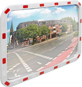 ECD Germany Specchio stradale rettangolare 60x80 cm Riflettori bianco-rossi e staffa, plastica ABS, resistente alle intemperie