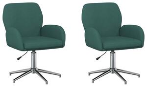 VidaXL Sedie girevoli, 2 pezzi, 54 x 58 x 90 cm, verde scuro, rivestite in tessuto
