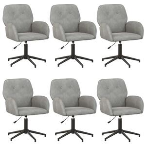 VidaXL Sedie girevoli, 6 pezzi, 54 x 55 x 90 cm, grigio chiaro, tessuto velluto (V)