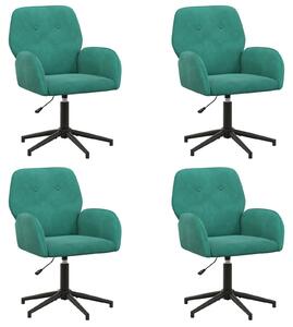 VidaXL Sedie girevoli, confezione da 4, 54 x 55 x 90 cm, colore turchese, rivestimento in velluto (V)