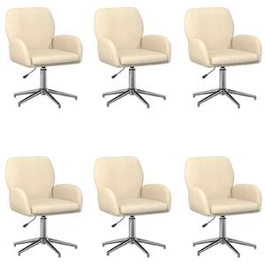 VidaXL Sedie girevoli, 6 pezzi, 54 x 58 x 90 cm, colore crema, rivestite in tessuto