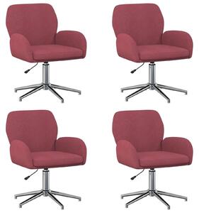 VidaXL Sedie girevoli, confezione da 4, 54 x 58 x 90 cm, color borgogna, rivestite in tessuto