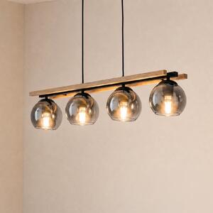 Lampada a sospensione Lindby, Enrique, dimmerabile, Legno, Soggiorno, Vetro, Moderno
