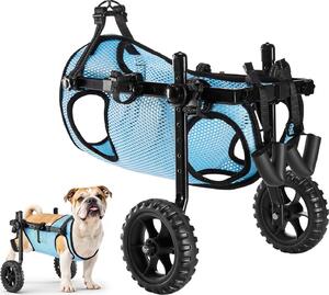 Sedia a rotelle per cani - Ausilio per la deambulazione delle zampe posteriori - Regolabile - Leggera - Ruote ammortizzanti - Per cani paralizzati/feriti - Fino a 15 kg - Taglia M