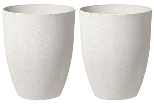 Set di 2 vasi in poliresina in fibra di vetro di colore bianco sporco 43 x 43 x 52 cm interni ed esterni Beliani