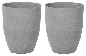 Set di 2 vasi in poliresina in fibra di vetro di colore grigio 35 x 35 x 42 cm interni ed esterni Beliani