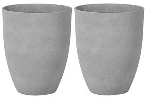 Set di 2 vasi in poliresina in fibra di vetro di colore grigio 43 x 43 x 52 cm interni ed esterni Beliani