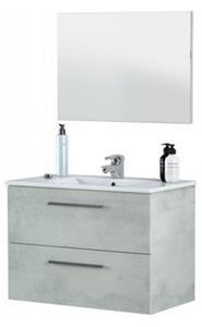 Mobile bagno sospeso 80 cm con lavabo e specchio color cemento - Aruba 99134 - Fores