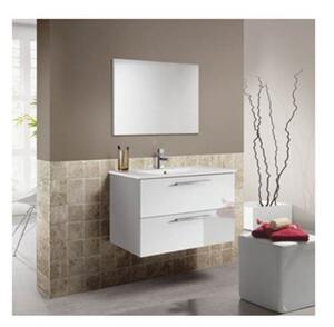Mobile bagno sospeso 80 cm con lavabo e specchio bianco laccato - Aruba 94613 - Fores