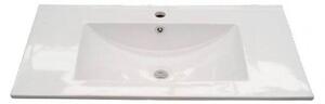 Mobile bagno sospeso 80 cm con lavabo e specchio bianco laccato - Aruba 94613 - Fores
