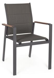 Sedie da esterno in alluminio con braccioli in legno e seduta in textilene Bizzotto Kubik - 4 pezzi - Bizzotto