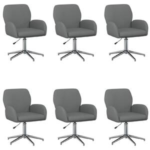 VidaXL Sedie girevoli, 6 pezzi, 54 x 58 x 90 cm, grigio scuro, rivestite in tessuto