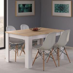 Tavolo allungabile da pranzo rettangolare in legno 140-190x90 cm Kendra Rovere/Bianco - Fores