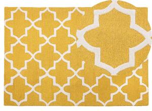 Tappeto tappetino Giallo Lana 140 x 200 cm Traliccio Quadrifoglio Trapuntato a Mano Orientale Trifoglio Marocchino Beliani