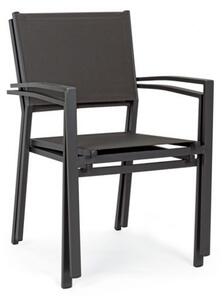 Sedia Da Esterno In Alluminio E Textilene Antracite Con Braccioli Hilde Bizzotto - Bizzotto