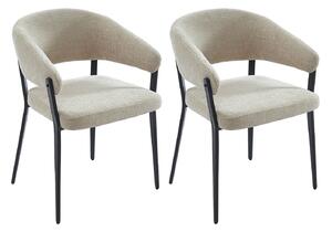 Sedia con braccioli in Tessuto e Metallo Nero Beige - Lotto di 2 - AVRELA