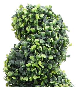 Pianta di Bosso Artificiale a Spirale con Vaso Verde 89 cm