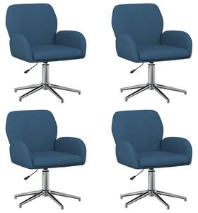 VidaXL Sedie girevoli, confezione da 4, 54 x 58 x 90 cm, blu, rivestite in tessuto