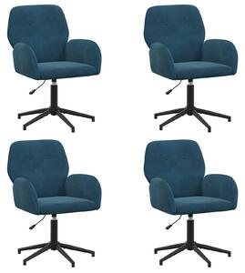 VidaXL Sedie girevoli, confezione da 4, 54 x 55 x 90 cm, blu, in velluto (V)