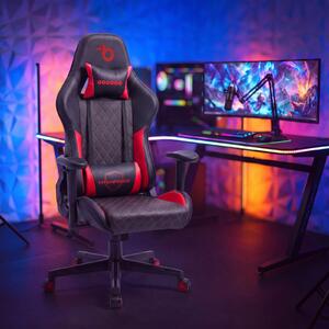 Sedia da gaming BEMADA TitanForce – Seduta ergonomica in ecopelle con supporto lombare e per il collo – Braccioli regolabili in 2 dimensioni – Nero/Rosso – 122 x 65 x 53 cm – Peso massimo supportato: 110 kg [BMD1124RD]
