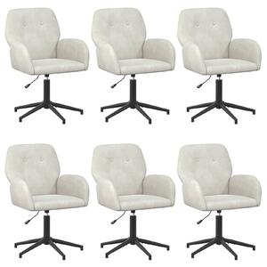 VidaXL Sedie girevoli, 6 pezzi, 54 x 55 x 90 cm, colore crema, rivestite in velluto (V)