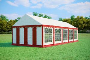 Tenda per feste 4x10 metri, PVC PREMIUM, 500 g/m² - Rosso e bianco