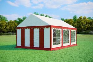 Tenda per feste 4x6 metri, PVC PREMIUM, 500 g/m² - Rosso e bianco